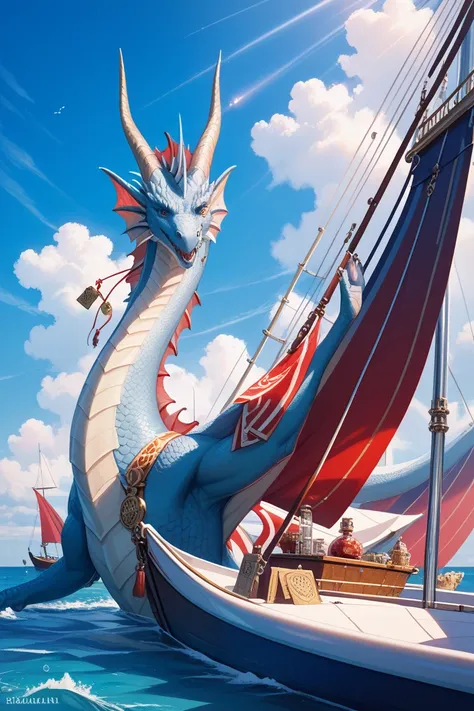 luxury sailboat and dragon