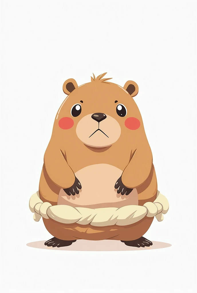 CAPYBARA KAWAI solving a SUMA WHITE BACKGROUND exercise IN CARTOON