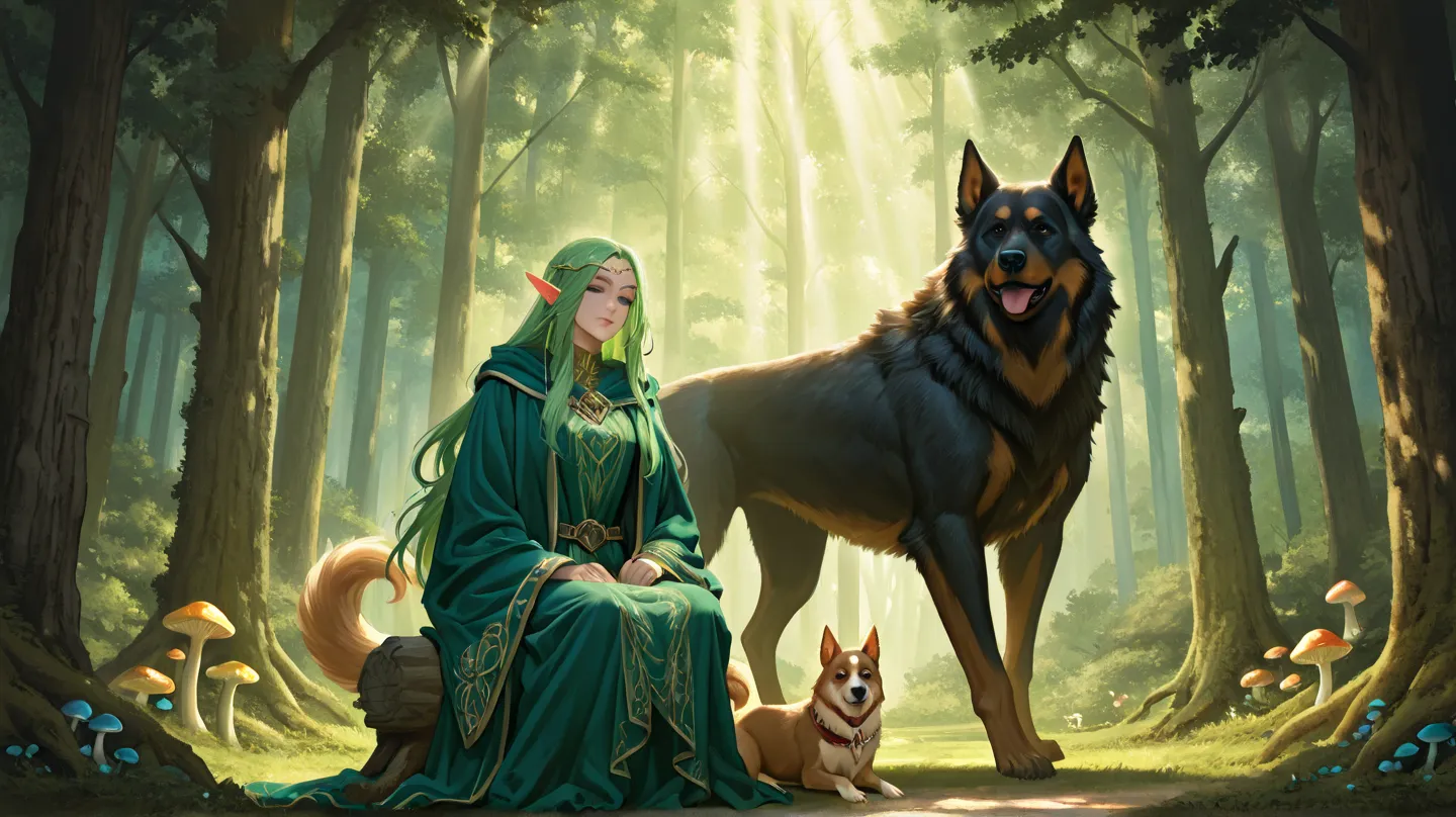 Elf riding a dog, mtg style