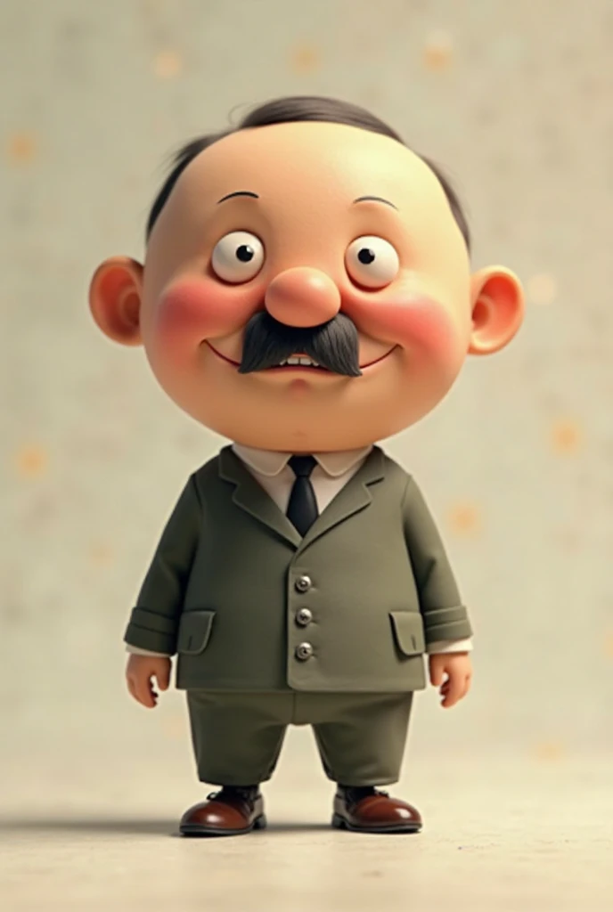 animated cute hitler like mini big circle heads, with mustache emphasis