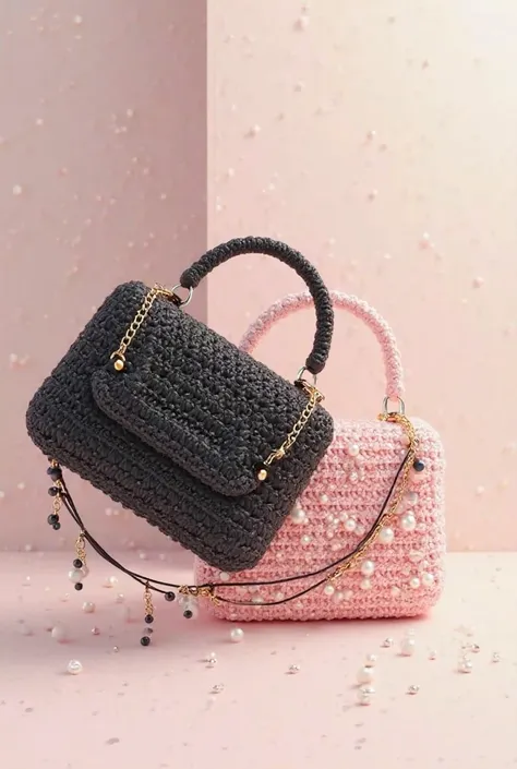 Make a professional logo with the name Baglover very artistic with a black crochet bag and a pink pearl bag 