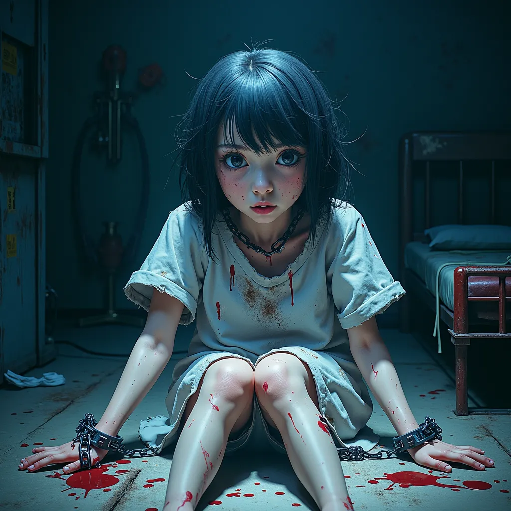 A torture room decorated with torture instruments、 beautiful Japanese girl、(Humiliating my daughter)、scream、(frightened girl)、hello、(Dim lighting)、MERCILESS、Disorder、unusual composition、(Grab a girl and strip her naked)、 masterpiece best quality、baby face、...