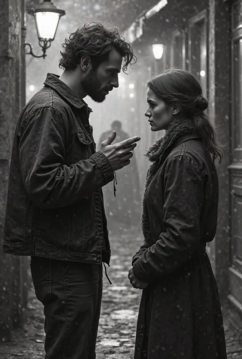 Photo: Van Gogh tries to talk to a girl, but the girl avoids talking to him and refuses to talk to him. They are in their twenties. black and white image.