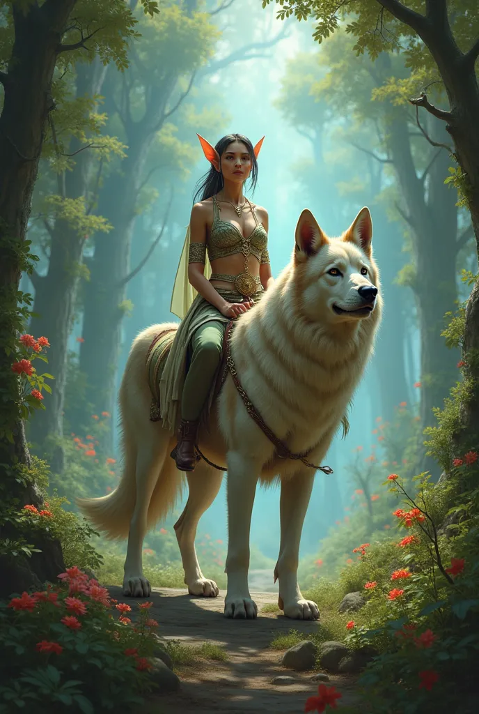 Elf riding a dog, mtg style