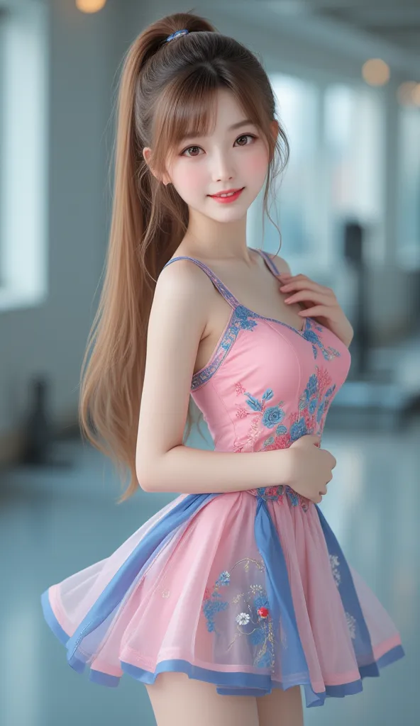 (  Super Cute Young Face  :1.1),(  Sparkling Clear Glamorous Eyes  :1.1), (Japanese idol's face :1.1),Super real,Surreal,  Very Beautiful Cute Girl  ,(Baby Face:1.2),(18 years old:1.2),, fine, smooth and soft long brownish yellow straight hair, fair skin,(...