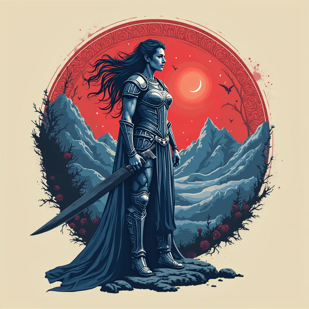 VALKYRIE — Inspired by Nordic mythology, suitable for groups with strong and rebellious aura. Please make the logo yes, the color is red blue, classic feel