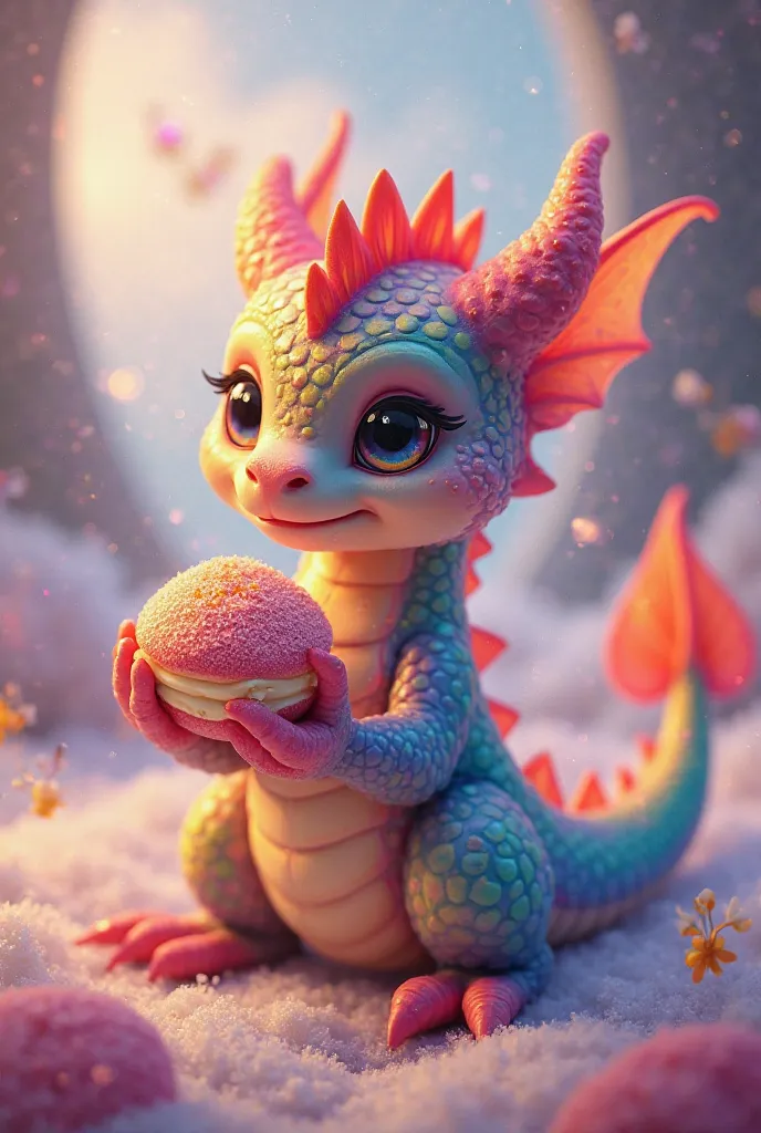 Cute rainbow dragon ball holding pasuca