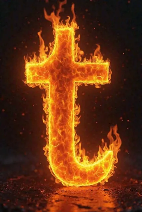 HD image containing the letter "T" on fire 