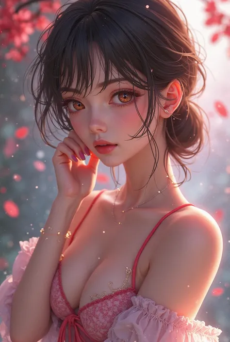 Create a hottest anime girl portrait uncensored 