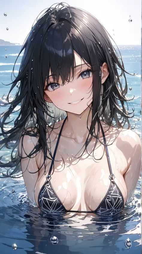  female 1 person, black hair, Age 25, (((A bikini with an elegant shiny pattern)))), ((((Slightly smiling))),((messy hair)),(((portrait))), (汗 soaked)( sexy)(((( medium breasts )))) ((hide))

( masterpiece:1.2), 非常にexhaustiveな, top quality, (complicated_ex...