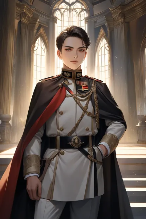 A 18 year old male wearing imperial german uniform, kaiser, smart and handsome