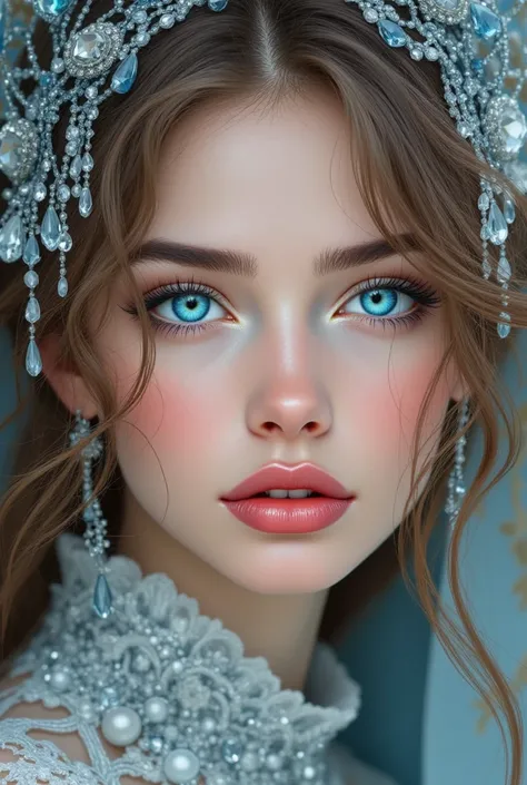 pinkfluxproultrafantasia, ((masterpiece, best quality)), a beautiful portrait of blue-eyed girl illustration, pixiv illustration, masterpiece, best quality, character design, Chanel, clear facial features, intricate design, design hairstyles HD, 8k, hyper ...