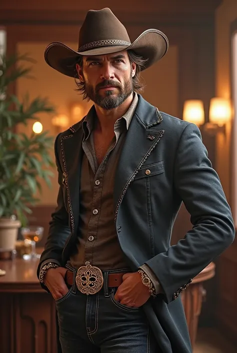 
creates a cowboy dj with the atmosphere of a country club and below the name aremk