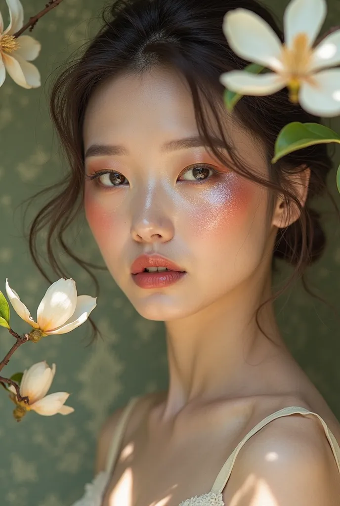 Magnolia flower inspired make up