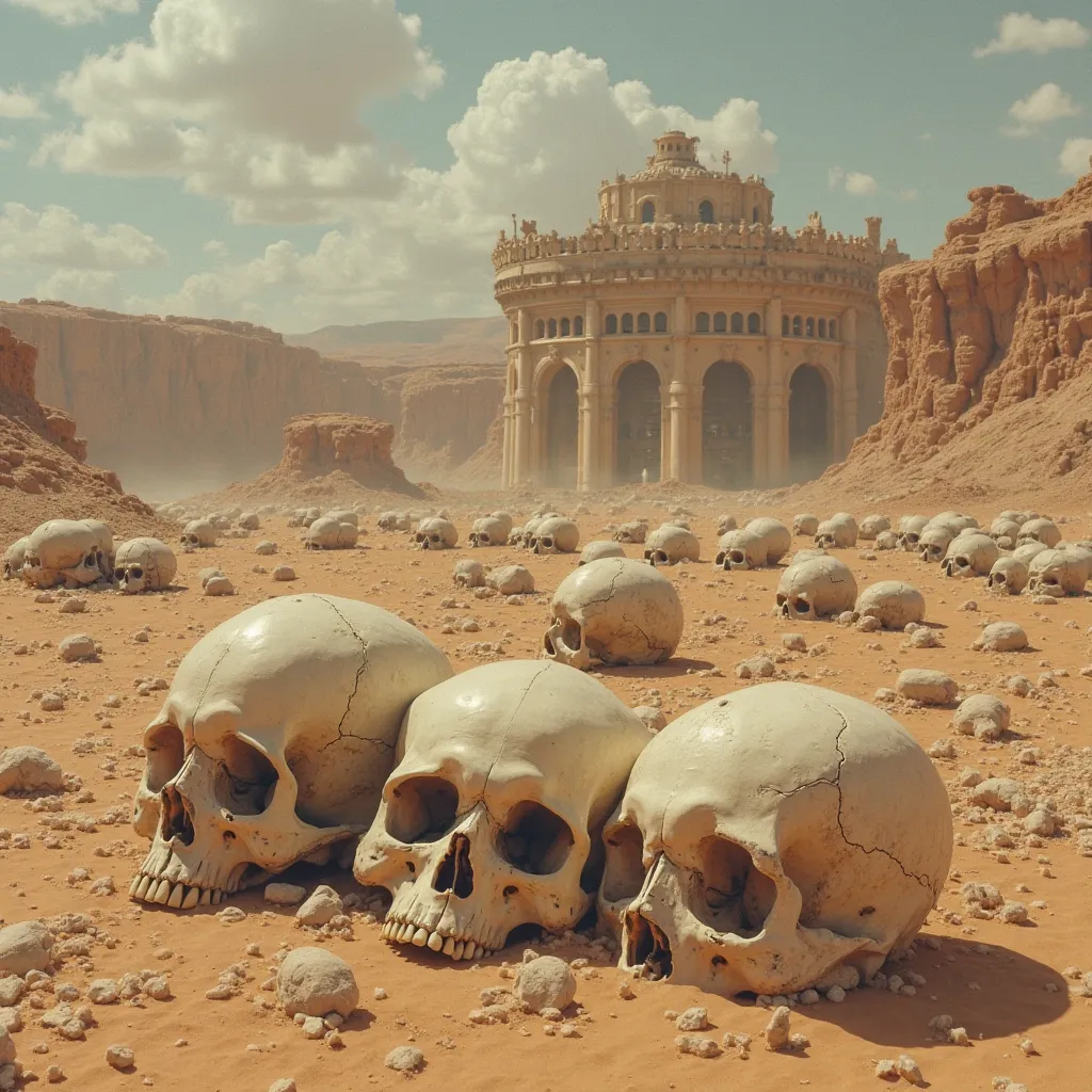 A desert of skulls remains in the background, with TODES write in the foreground