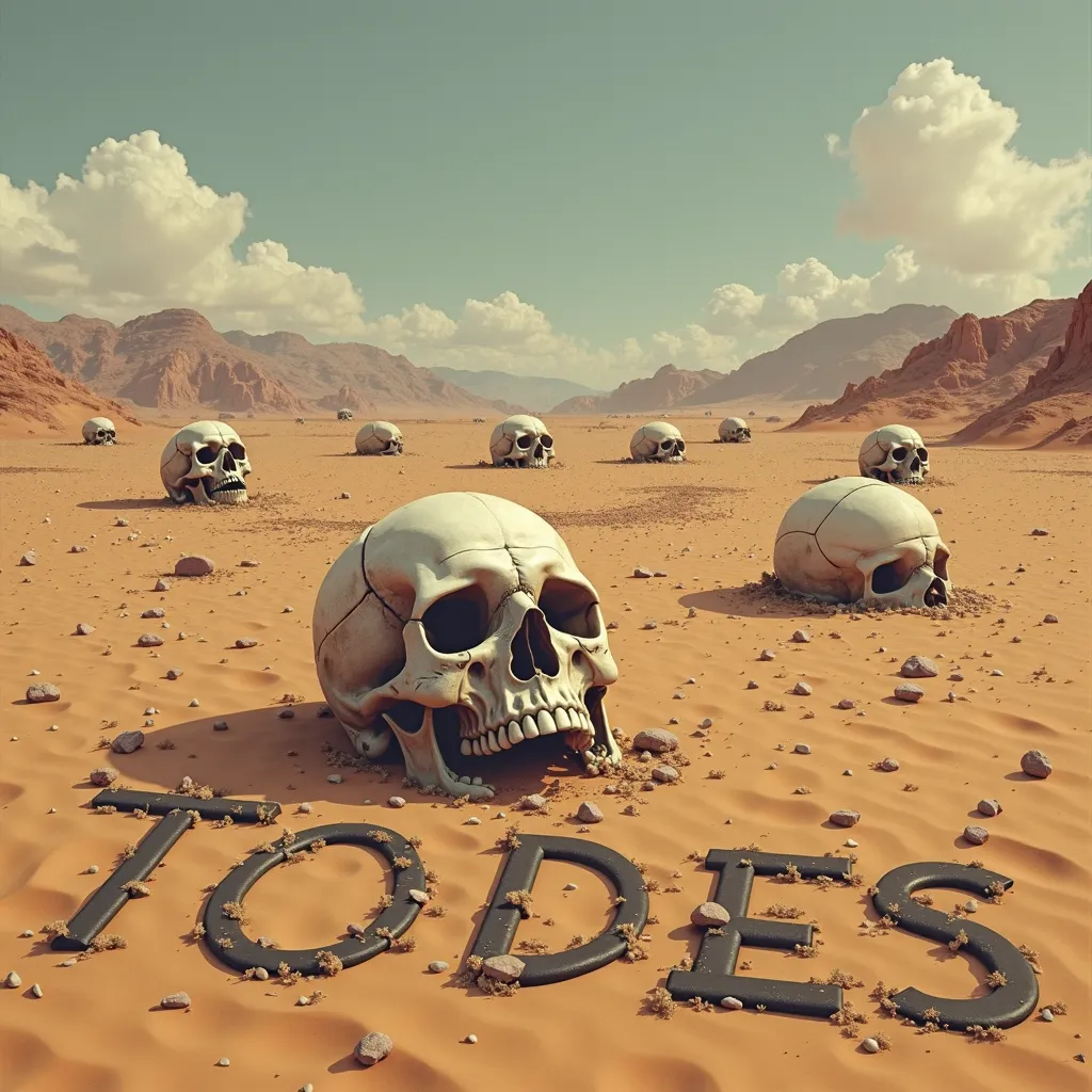 A desert of skulls remains in the background, with TODES write in the foreground