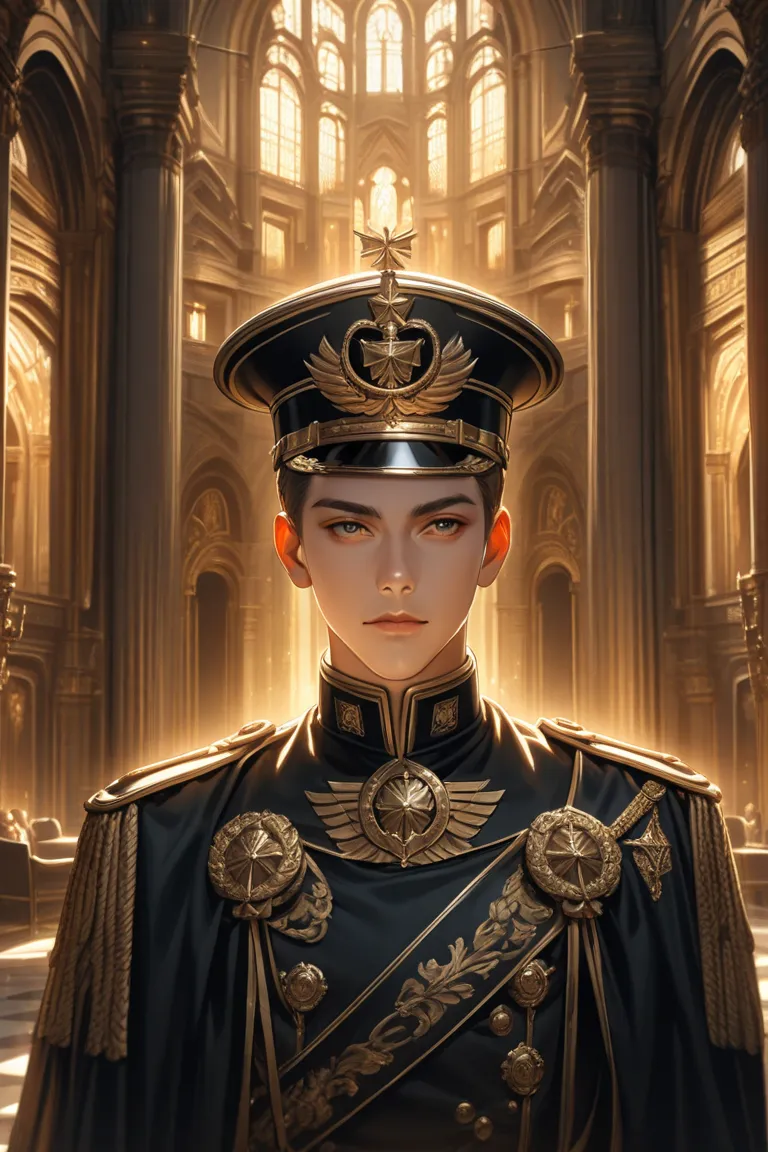 A 18 year old male wearing imperial german uniform, kaiser, smart and handsome