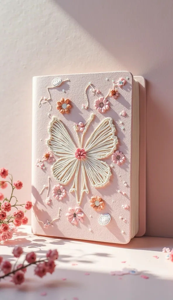 A notebook cover with Ange Stitch 