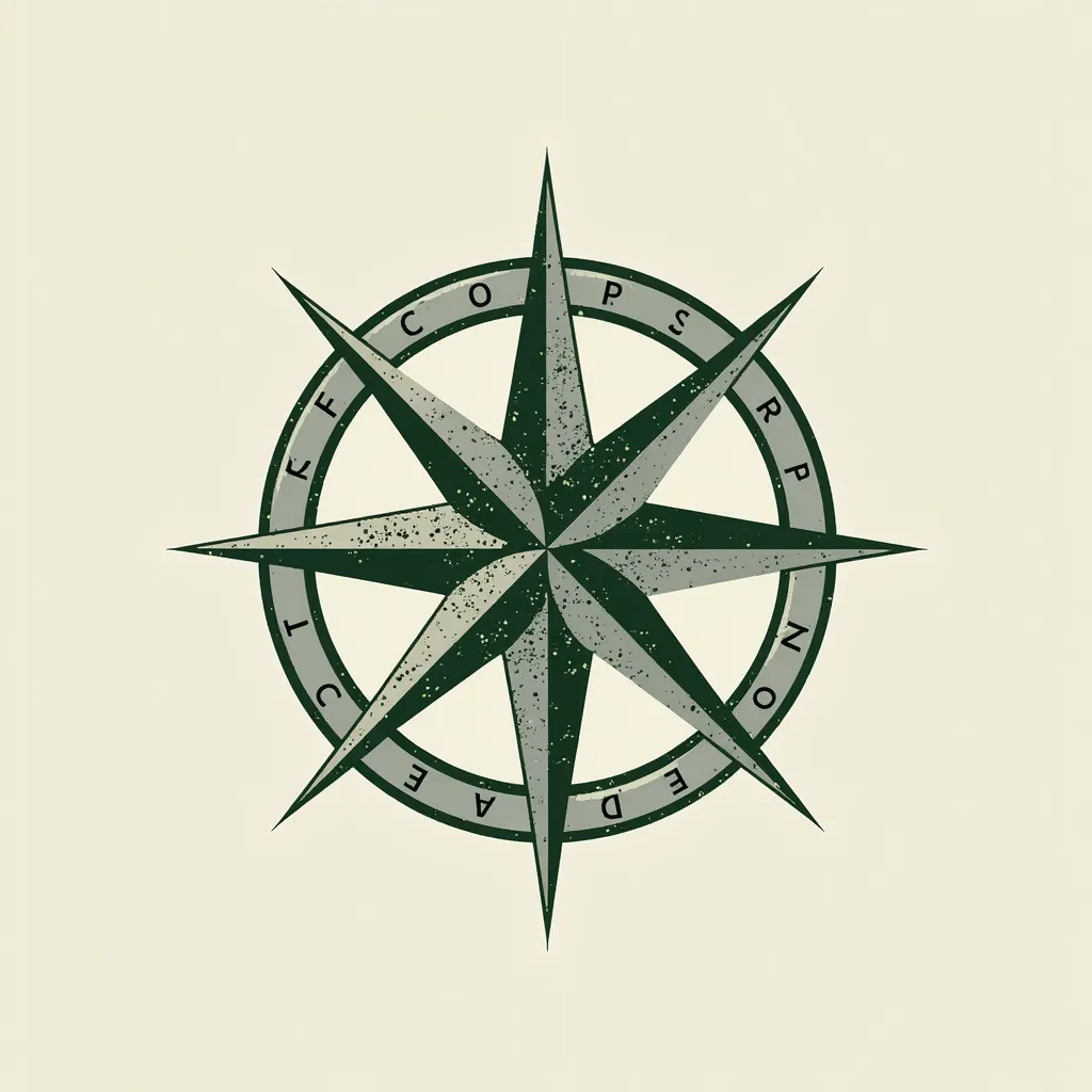 Create a logo for a forestry consulting firm with a wind rose and the embossing of a tree 