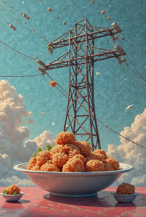 electric pole​ deep​fried​ menu​ on​ dish