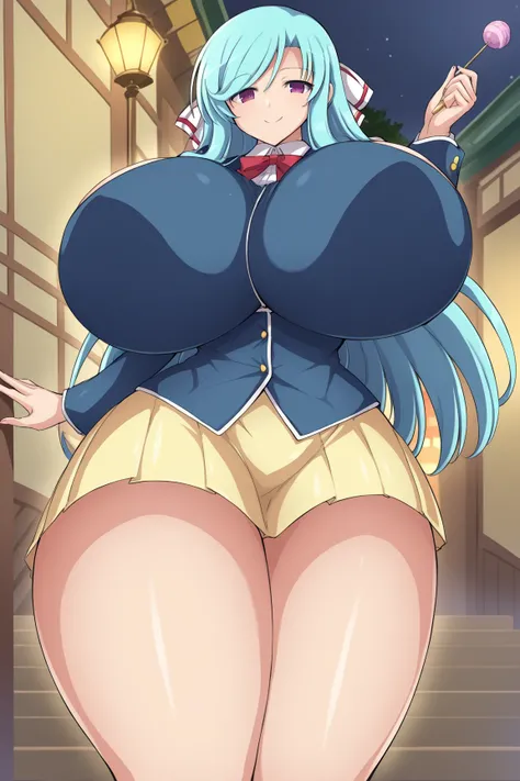 yaegashi nan, senran kagura, senran kagura burst, senran kagura new link,Inazuma , ,, gigantic breasts, gigantic ass, giant thighs, Prompt: masterpiece, score_9, score_8_up, score_7_up, source_anime BREAK 1girl,shiny skin, huge breasts, wide hips, thick th...