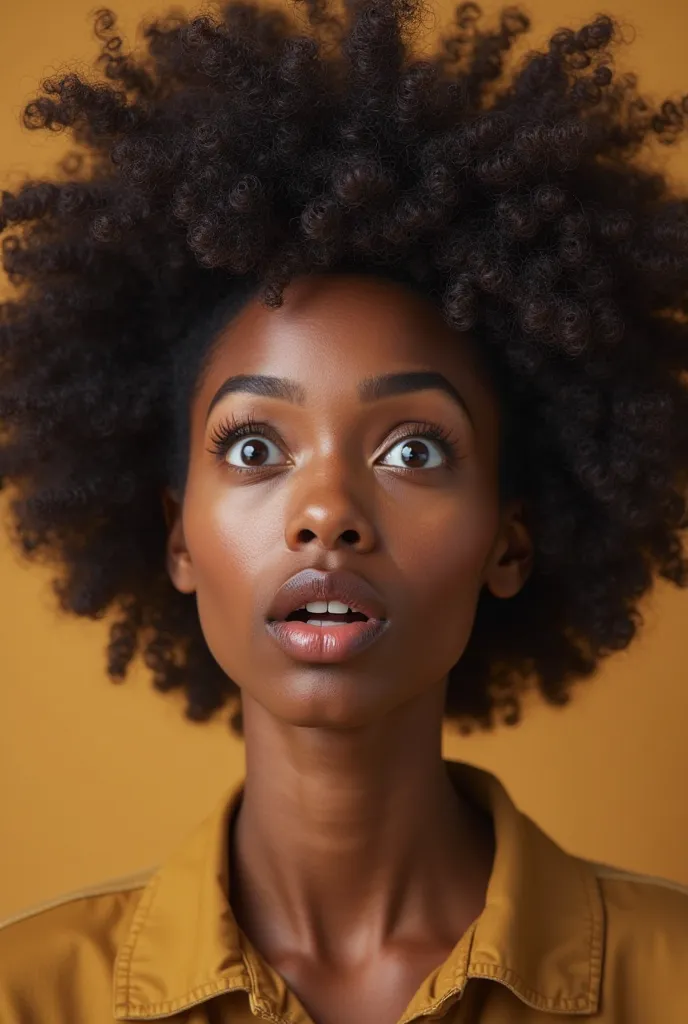 an surprised afro american woman