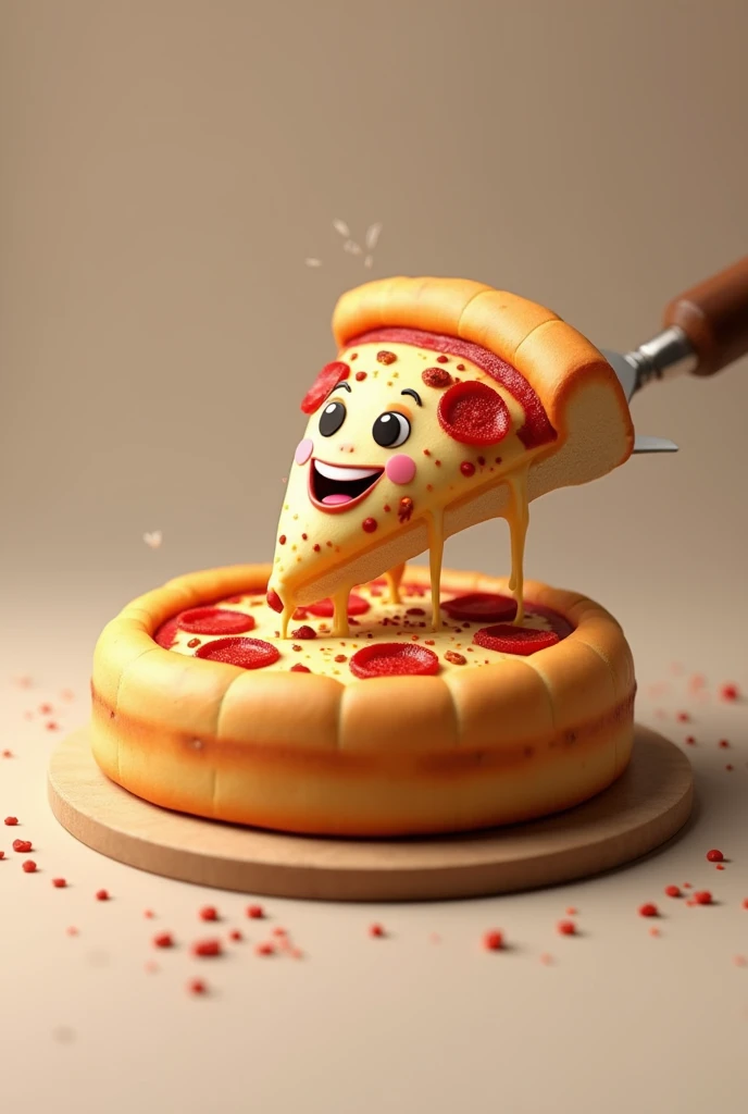 pizza in the form of a personal serving cake, Only the upstairs animated face, For company logo without the we returned