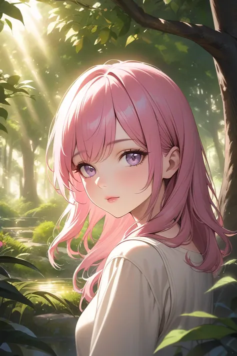 Pretty girl with pink hair