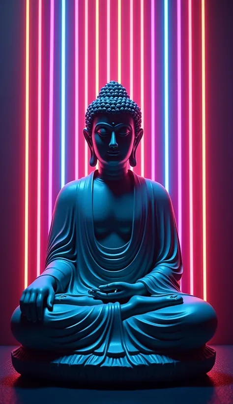 Beautiful Neon Light Striped Buddha