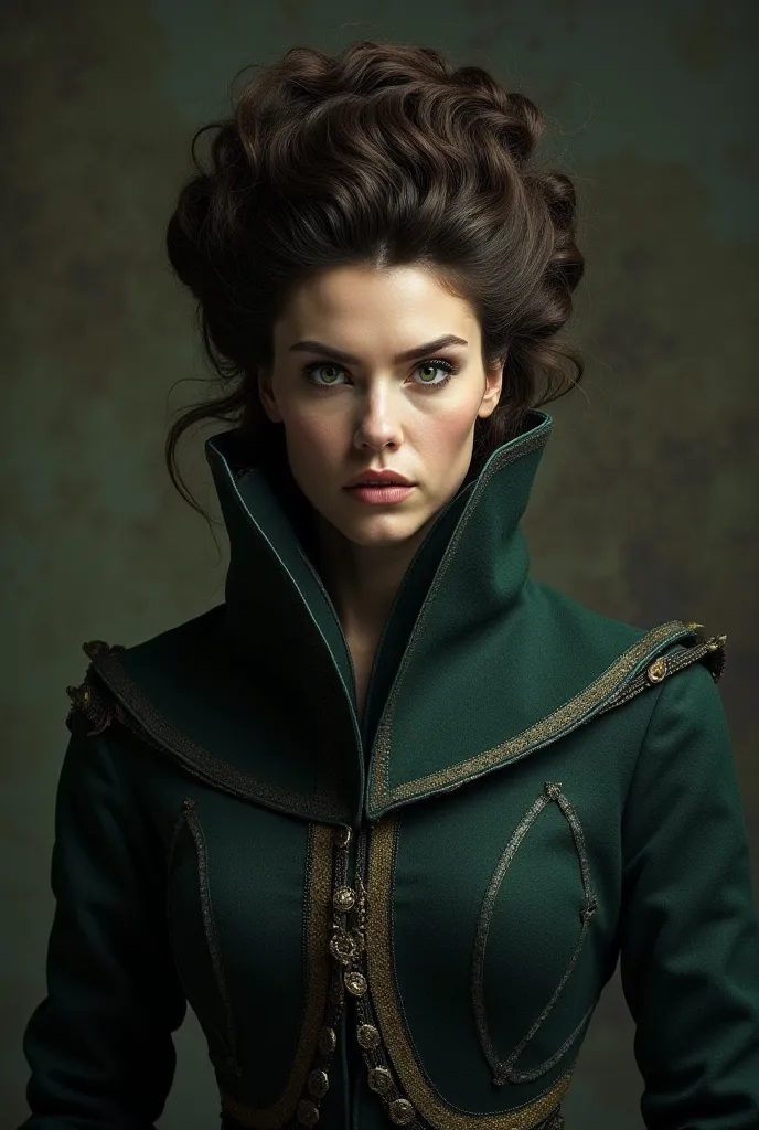  Woman. big hair. green eyes.king.  big jacket