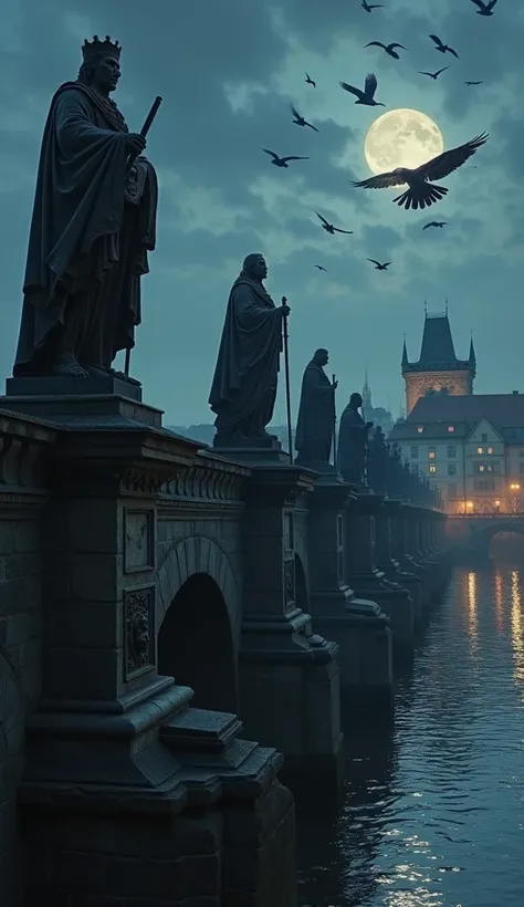 The Charles Bridge’s statues come alive at night, judged by a council of crows.