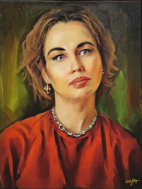 portrite of 40-year-old beautiful woman @zolot  , (baroque oil painting style )