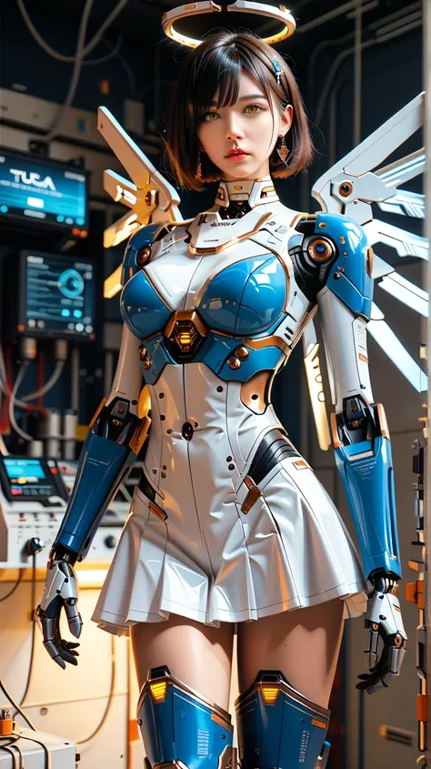 (((masterpiece))), (realism, realism texture, (science fiction, distant future), (top Quality, High Quality, top resolution, high resolution, (ultra detailed, high detailed))), (beautiful angel robot girl, she is incredible machine:1.3), (beautiful face), ...