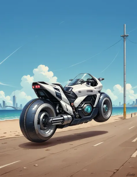 90's Anime, score_9, score_8_up, score_7_up, score_6_up, score_5_up, score_4_up, source_anime, Quality_masterpiece, Absurd res, Anatomically correct, Beautiful face, Perfect face, Beautiful girl riding a Advanced SCI-FI Motorbike, ((Hyper Velocity)), unzip...