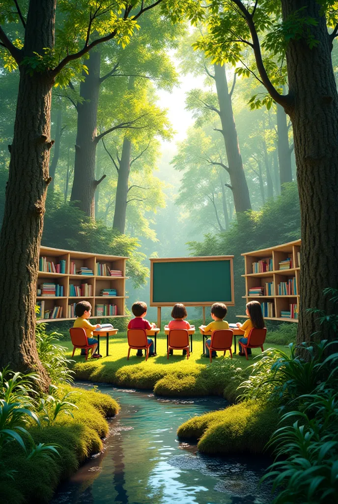 A classroom in the forest