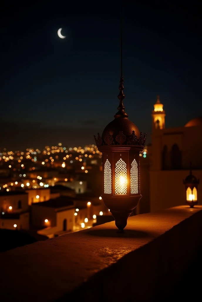 night shots of Moroccan cities illuminated by lanterns and lights.
   - Text or audio: "Ramadan in Morocco is not only the month of fasting, but a distinctive spiritual and social celebration."
   - Invitation to viewers: "Share with us in the comments how...