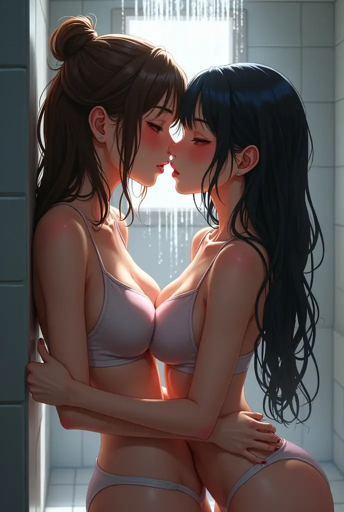 Deux filles qui prennent leur douche 