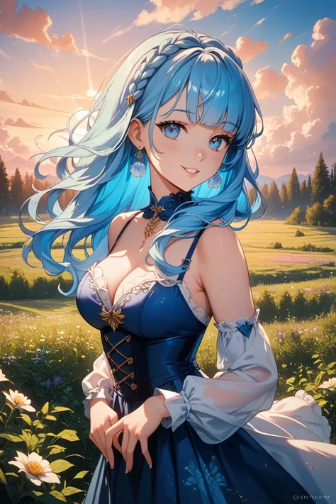 Vtuber　Blue Hair　 long hair