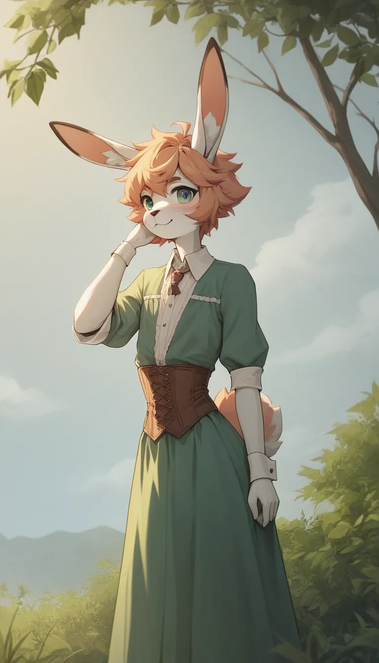       High quality  ,    Очень подробная иллюстрация      High quality ,     ultra detailed illustration , (  anthro fluffy rabbit boy  :1,7),  A harsh look ,     lush disheveled thick hair  ,a femboy , thin waist,    wide waist,    slim,     perfect body ...