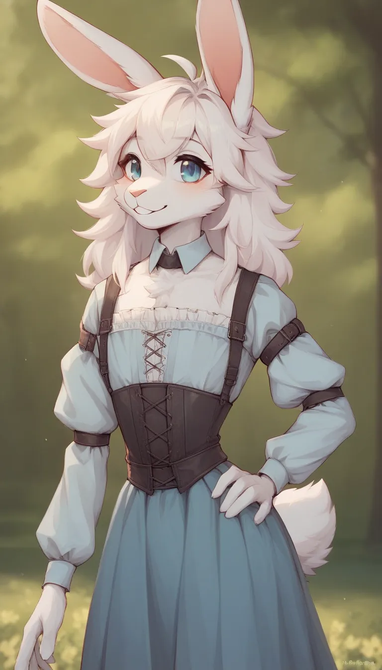       High quality  ,    Очень подробная иллюстрация      High quality ,     ultra detailed illustration , (  anthro fluffy rabbit boy  :1,7),  A harsh look ,     lush disheveled thick hair  ,a femboy , thin waist,    wide waist,    slim,     perfect body ...