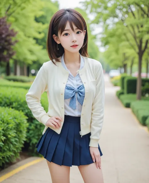 yuichan, school girl uniform, at gurden,