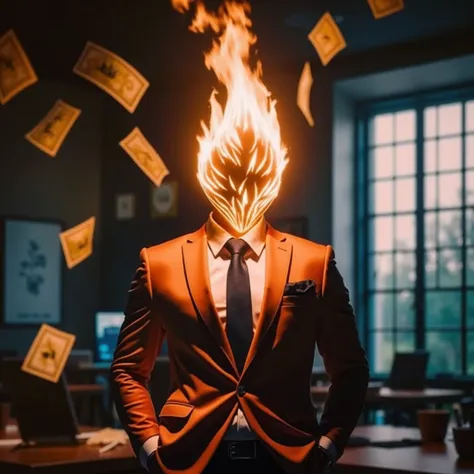 Without changing anything in that picture, that I uploaded , , you must add a badge with the inscription 'Savier Burning Leads'. The badge must be on the man's suit. The caption must be in English and in Arial."