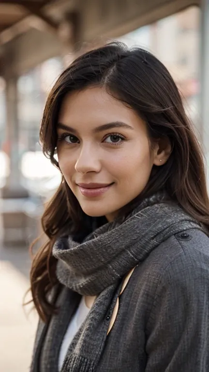 scene: Model stares at camera gracefully, then smiled while smoothing her scarf.
 Text Appears : "Elegance in Every Detail – [Brand Name]"
effects: Fade out with a soft transition and brand logo at the end.