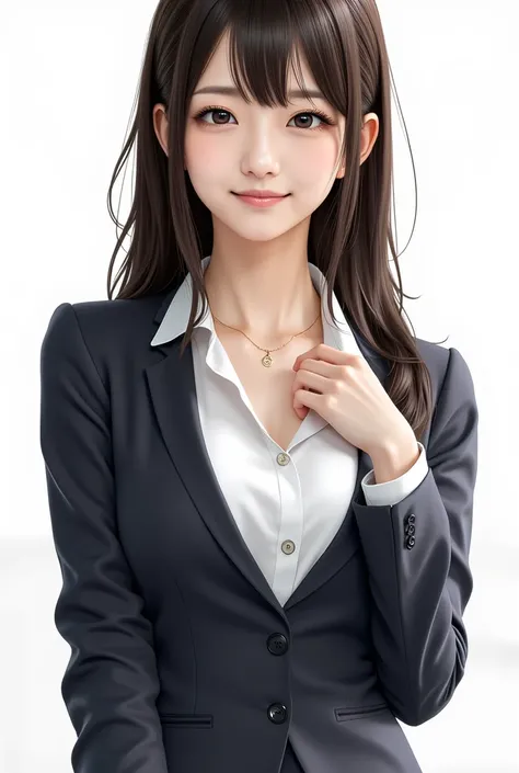  drawn by beautiful Japanese women、  shiny skin ,  Big Breasts:0.5, True Face,  beautiful hair,  beautiful face,  beautiful eyes in every detail , (middle hair:1.5, Japanese Hair:1.5), black hair,  (((in a suit,long hair,bangs))), ((smile:1.5, open your mo...