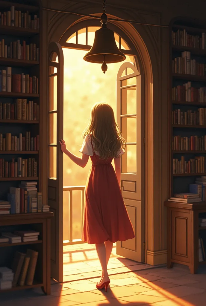 The bell above the door chimes softly as Eleanor, a quiet woman in her late 20s, steps into a quaint, timeworn bookshop. Dust dances in the golden sunlight streaming through the window.
Generate a photo with anime style