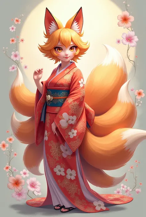 Curvaceous kitsune, nine tails and a yukata 2d