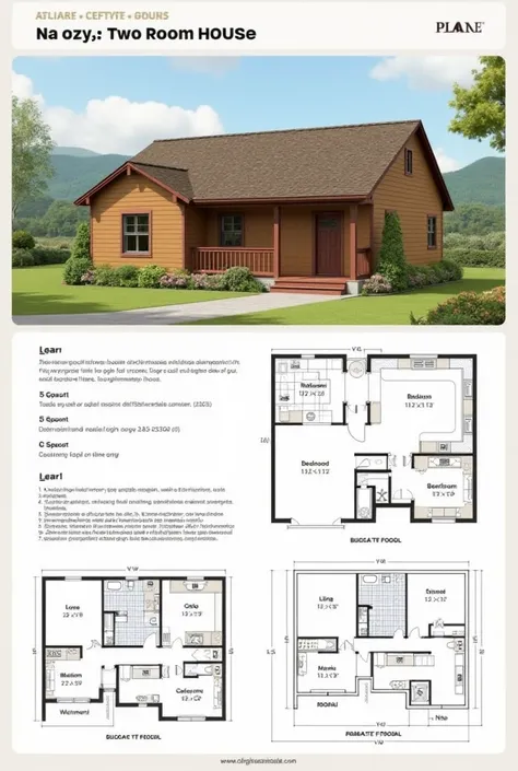 Draw a house mape of 2 rooms 