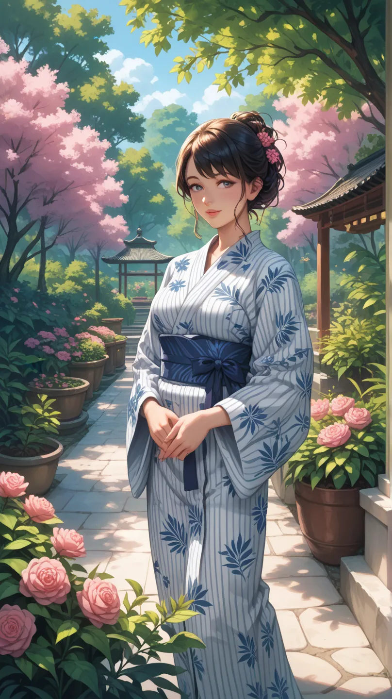  anime wearing plain yukata