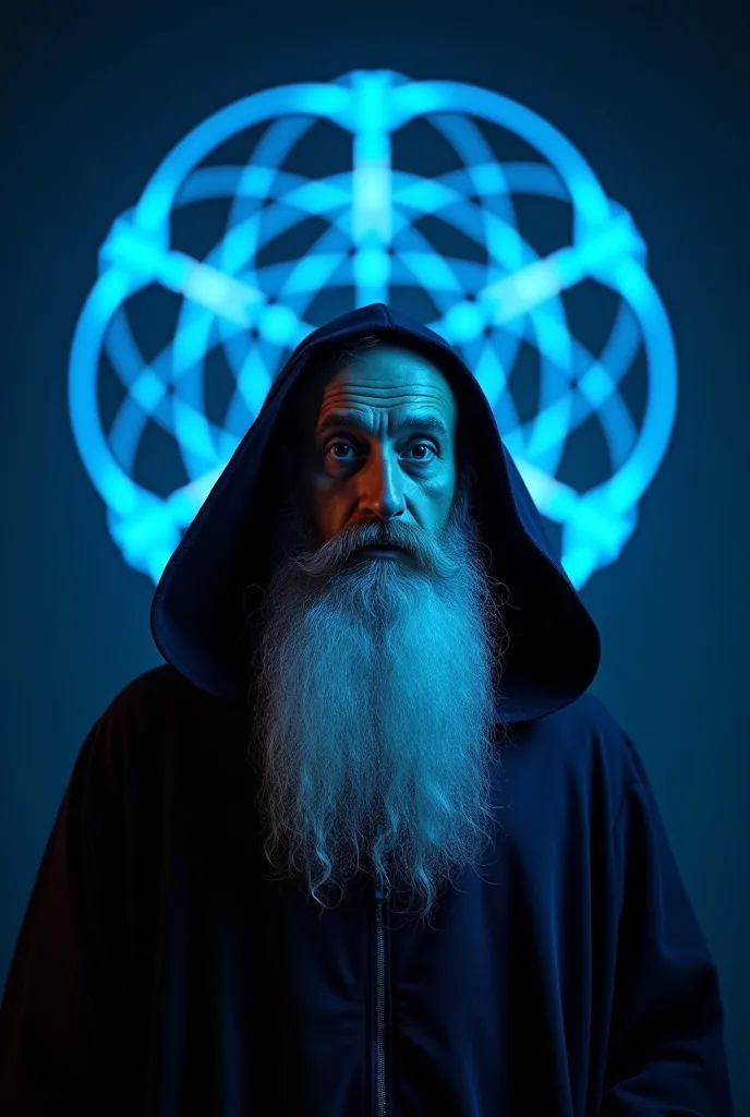 The best mobile wallpaper,  award-winning wallpaper ,  portrait photograph, In the front view is a portrait of a wizard with the symbol of medical physics in the background, taken with Canon EOS R5, background defines a strong contrast that accentuates the...