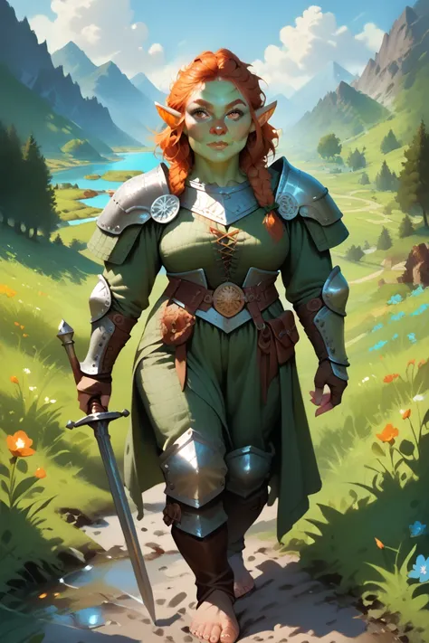 female dwarf, warrior, medieval fantasy